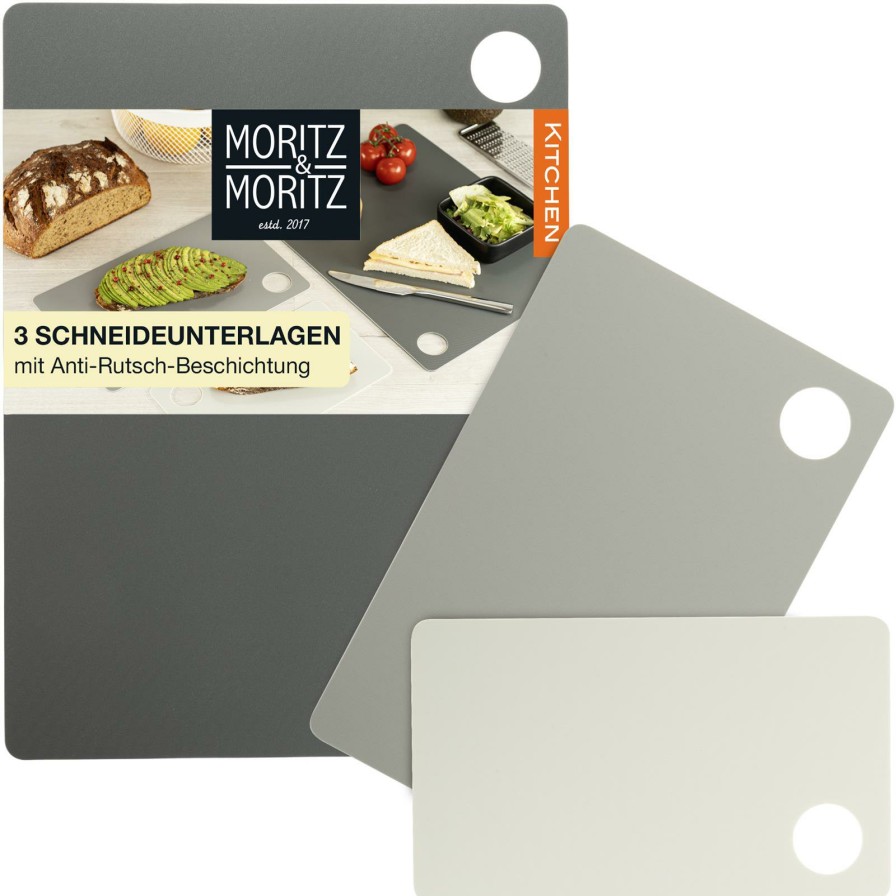 Schneidebretter | Moritz UND Moritz 3X Schneideunterlagen S,M,L Grau