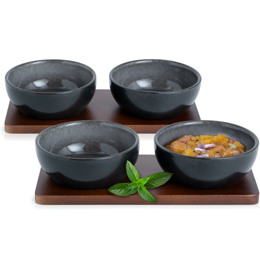 Schalen | Moritz UND Moritz Vida 4X Dip Schalen Anthrazit Asia Geschirr Set