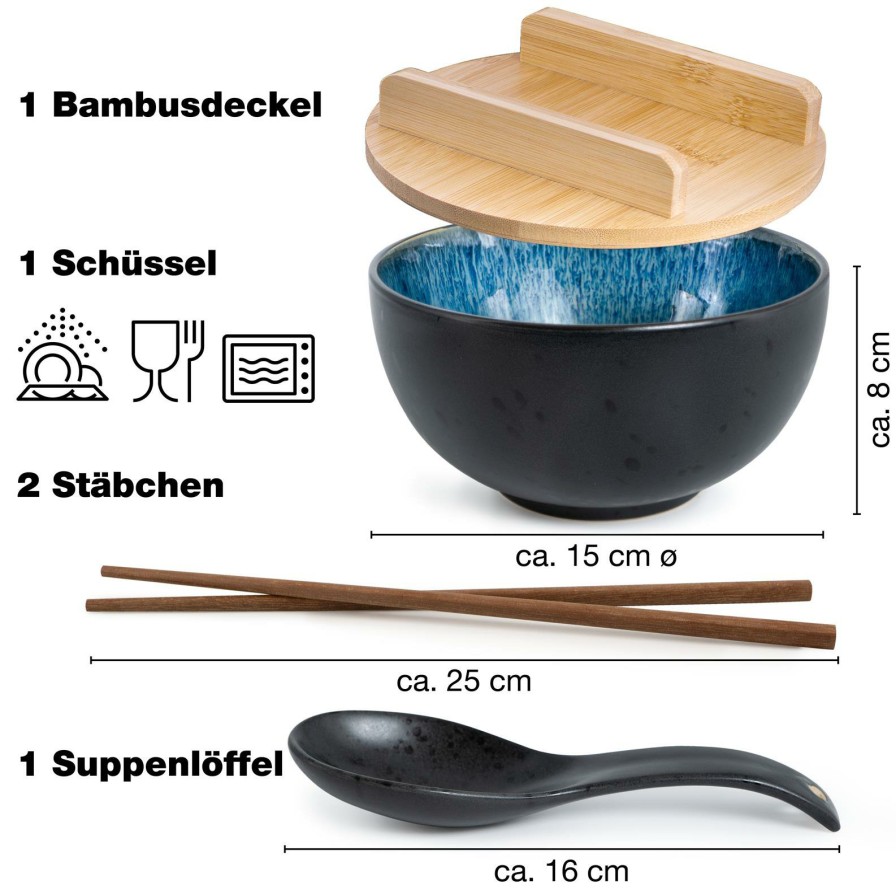 Schalen | Moritz UND Moritz Solid Ramen Blau Reaktiv Inkl. Deckel Und Loffel