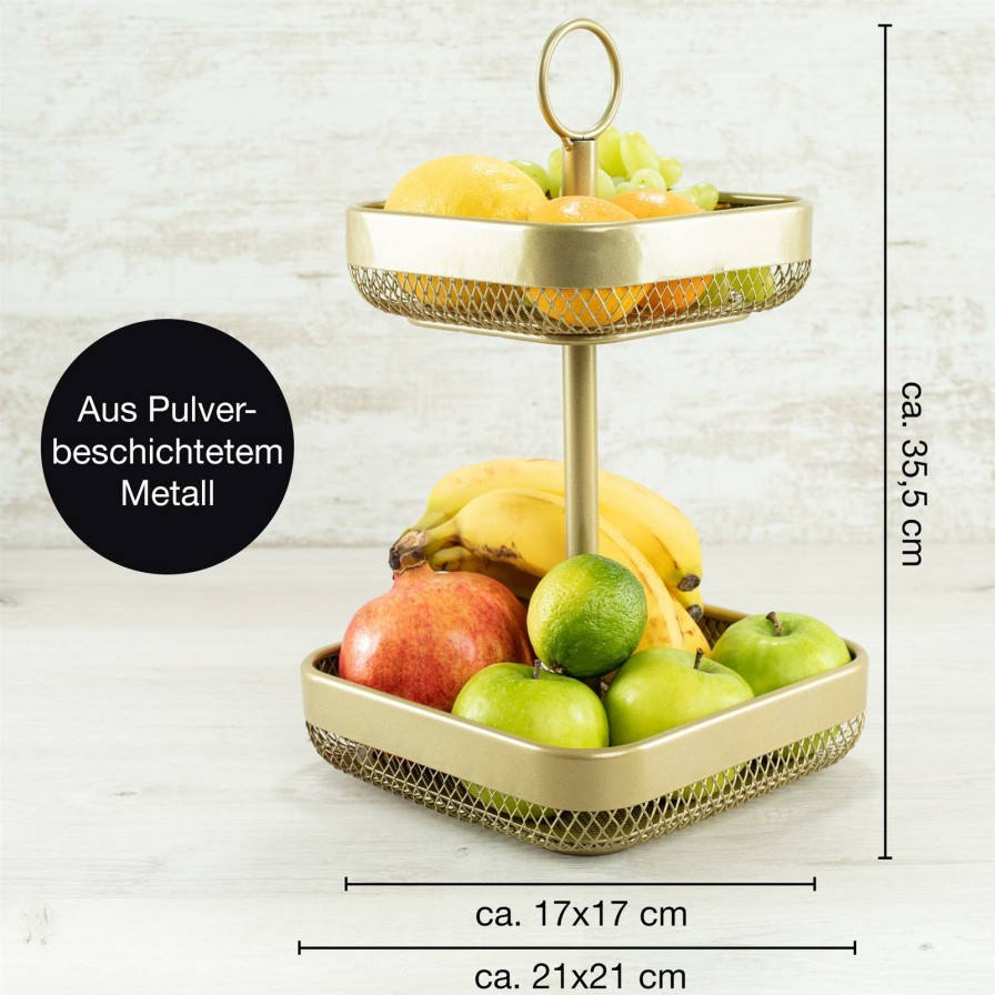 Etageren | Moritz UND Moritz Obstkorb Etagere Eckig Gold