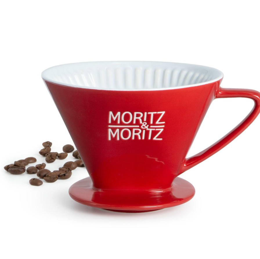 Kuchenutensilien | Moritz UND Moritz Kaffeefilter Grose 4 Rot Inkl. 10 Kaffeefilter