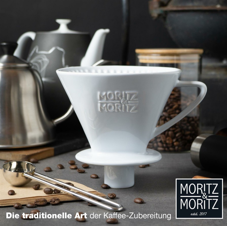 Kuchenutensilien | Moritz UND Moritz Kaffeefilter Grose 4 Weis Fur Kaffeekannen Inkl. 10 Kaffeefilter Und Loffel