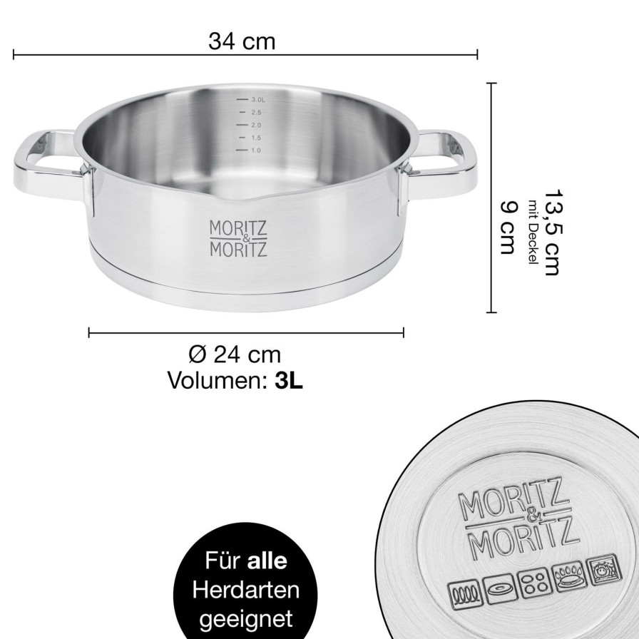 Topfe | Moritz UND Moritz Servierpfanne Mit Deckel 24 Cm