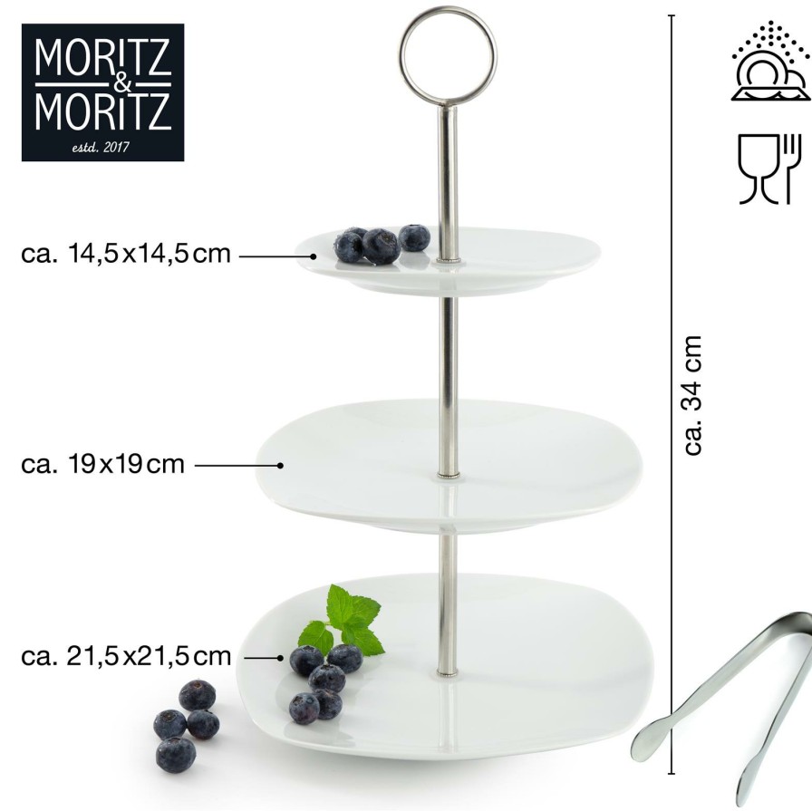 Etageren | Moritz UND Moritz Etagere 3-Stufig Eckig Weis Basic