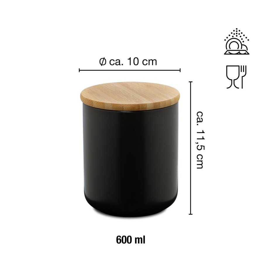 Kuchenaufbewahrung | Moritz UND Moritz Keramik Becher Mittel Mit Bambusdeckel Schwarz