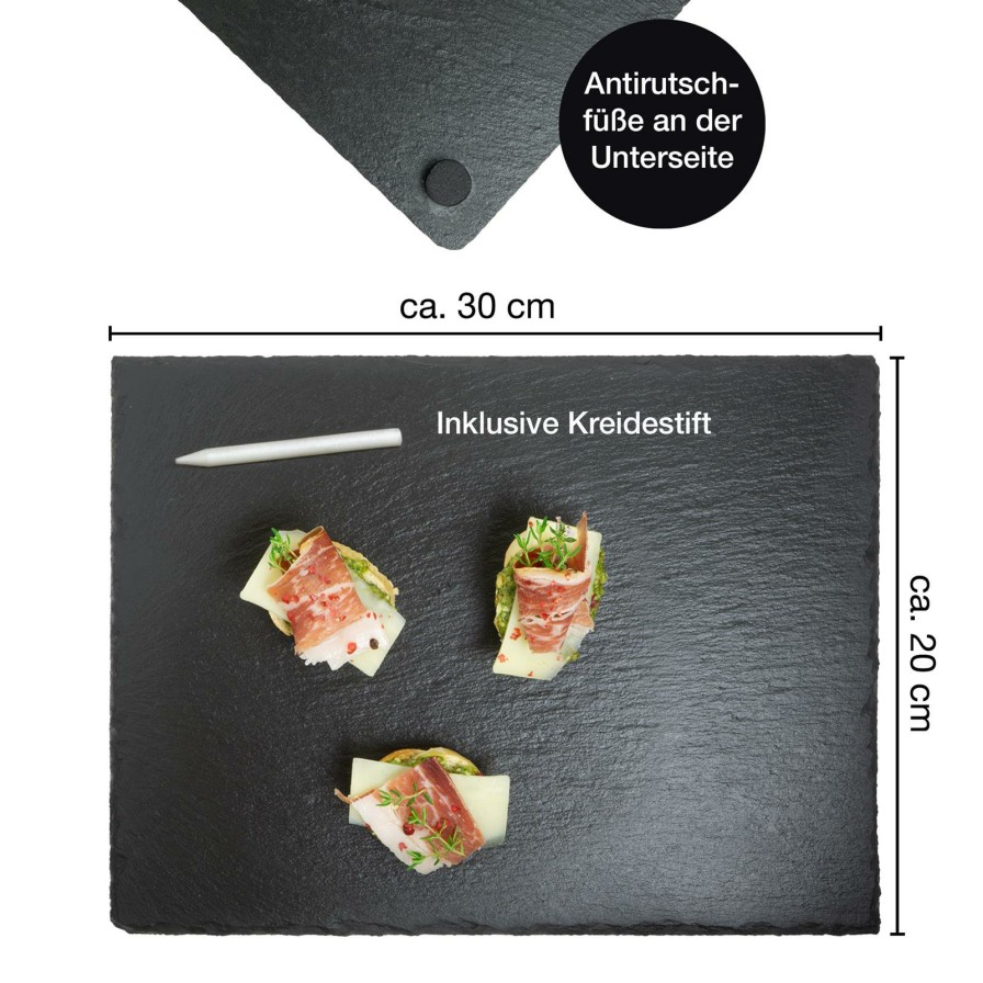 Servierbretter | Moritz UND Moritz 6X Schieferplatten 30 X 20 Cm Inkl. Kreide