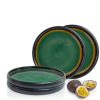 Teller | Moritz UND Moritz Solid 4X Dessert Teller Grun-Braun Geschirr Set Reaktiv