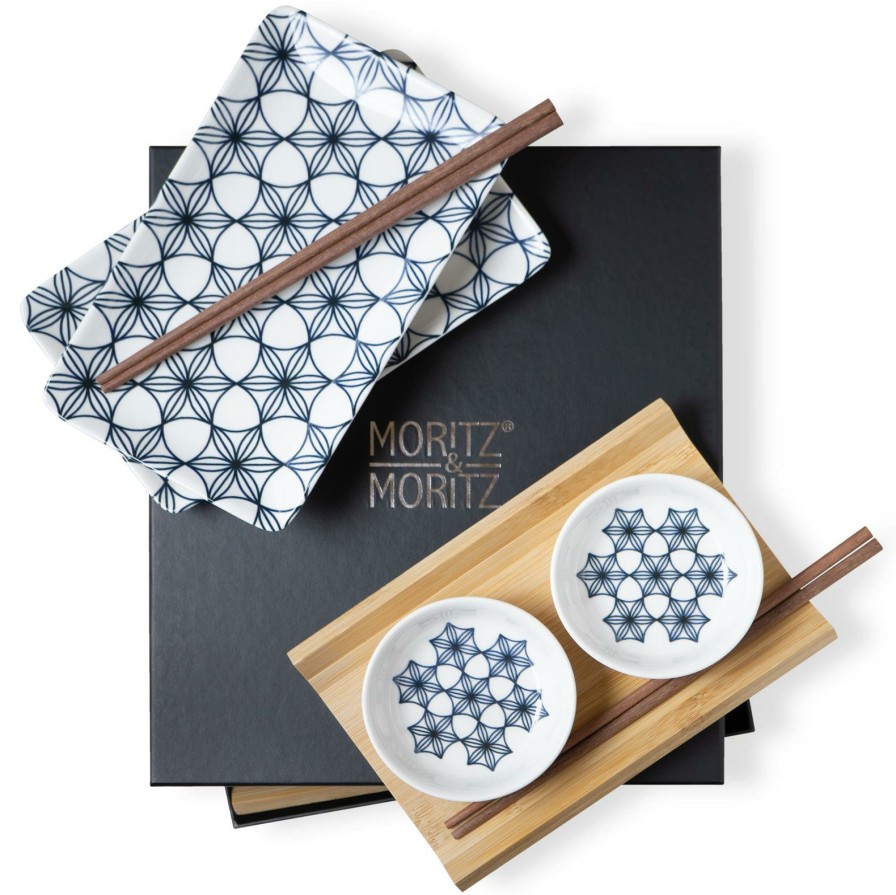 Sushi-Geschirr | Moritz UND Moritz Sushi Set 10Tlg Blaue Blumen