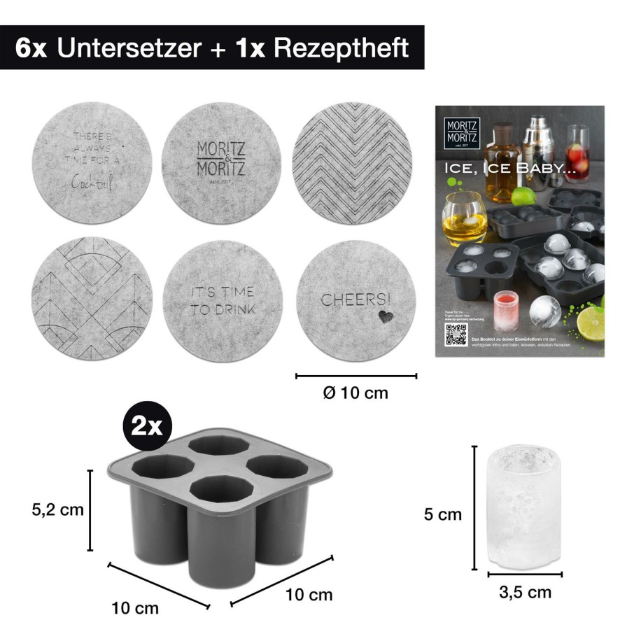 Kuchenutensilien | Moritz UND Moritz 2X Eiswurfelformen Cup Inkl. Untersetzer Und Rezeptbuch