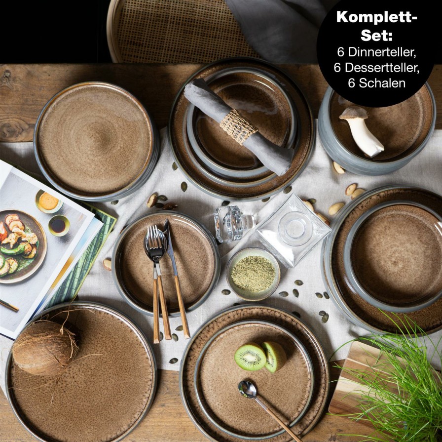 Geschirr-Sets | Moritz UND Moritz Solid 18Tlg Tafel Service Beige Geschirr Set Reaktiv