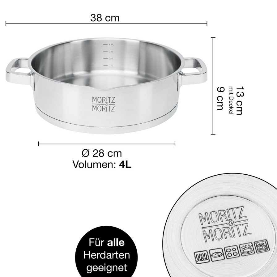 Topfe | Moritz UND Moritz Servierpfanne Mit Deckel 28 Cm