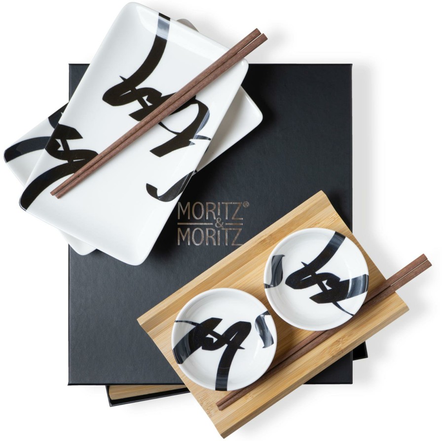 Sushi-Geschirr | Moritz UND Moritz Sushi Set 10Tlg Pinselschrift Schwarz