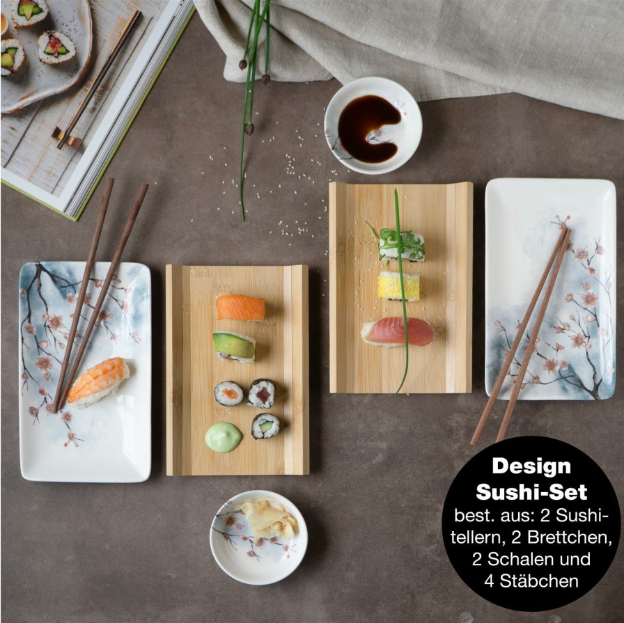 Sushi-Geschirr | Moritz UND Moritz Sushi Set 10Tlg Kirschbluten