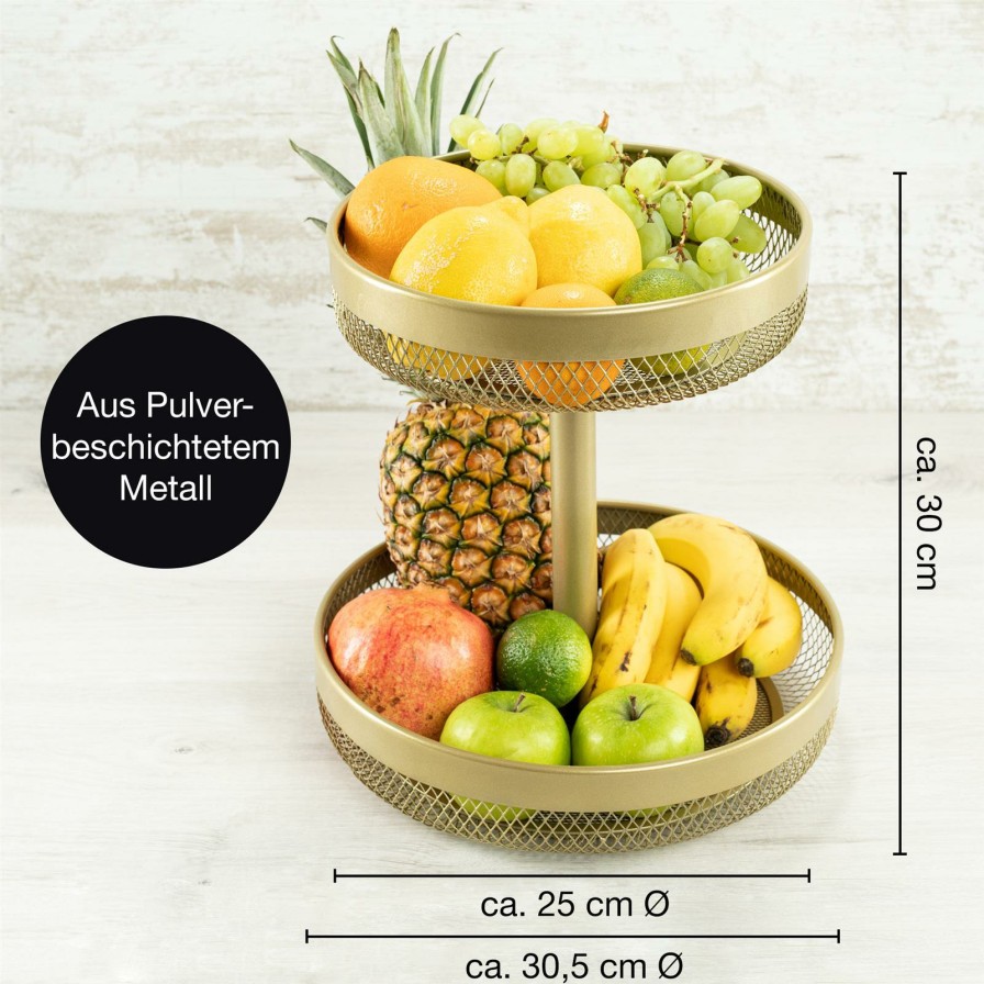 Obstkorbe | Moritz UND Moritz Obstkorb Etagere Rund Gold