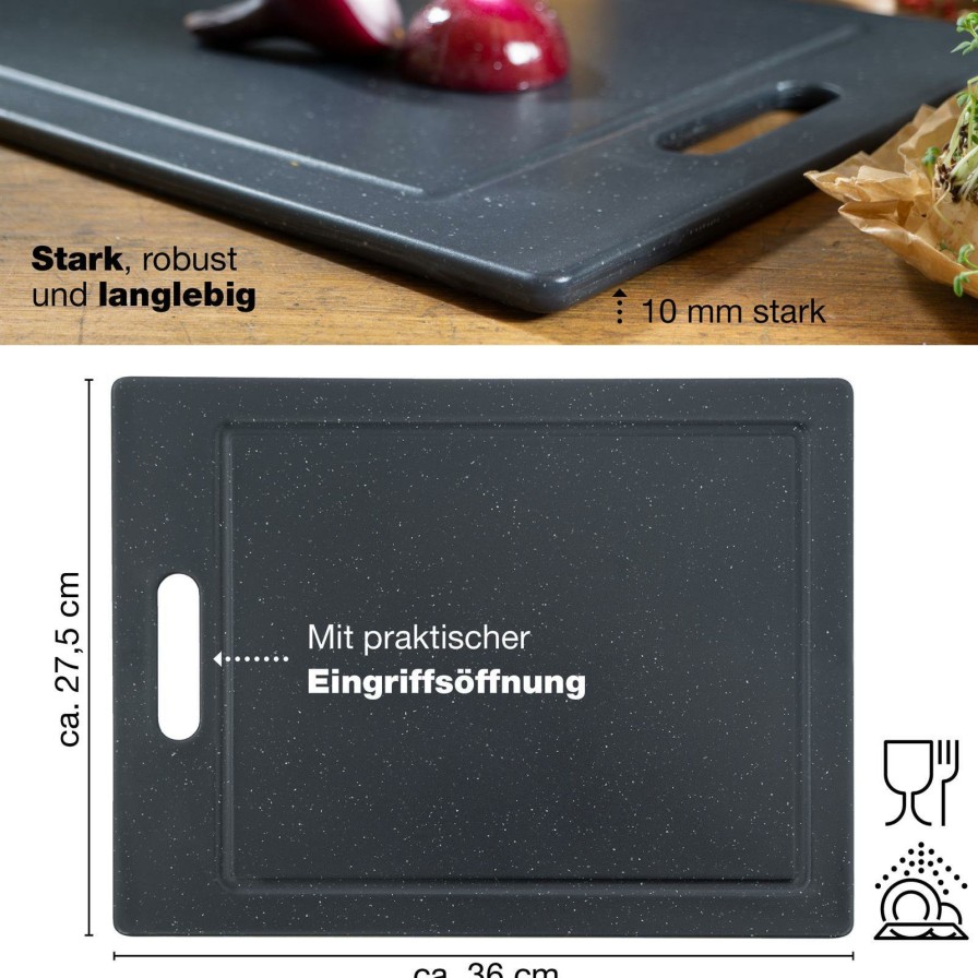 Schneidebretter | Moritz UND Moritz Schneidebrett Aus Kunststoff In Granitoptik Schwarz 36 X 27,5 Cm