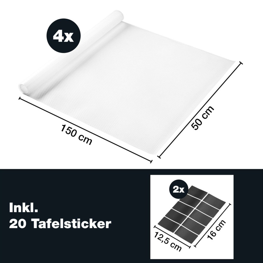 Kuchenutensilien | Moritz UND Moritz 4X Schubladenmatten Transparent Inkl. Tafelaufkleber 50 X 150 Cm