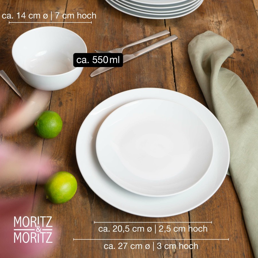 Geschirr-Sets | Moritz UND Moritz Basic 18Tlg. Geschirrset Weis